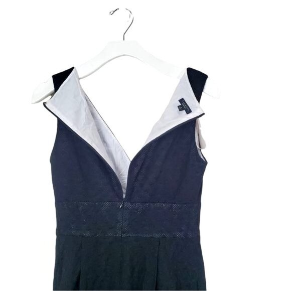 TALBOTS Womens Dress SZ 6 Embroidered Lined Sleeveless Faux Wrap Sheath Academia - Picture 4 of 12